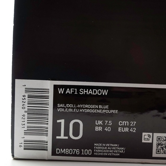 Nike Air Force 1 Shadow Patchwork Sail Hydrogen Blue DM8076-100 Womens Size 10 - Picture 11 of 11